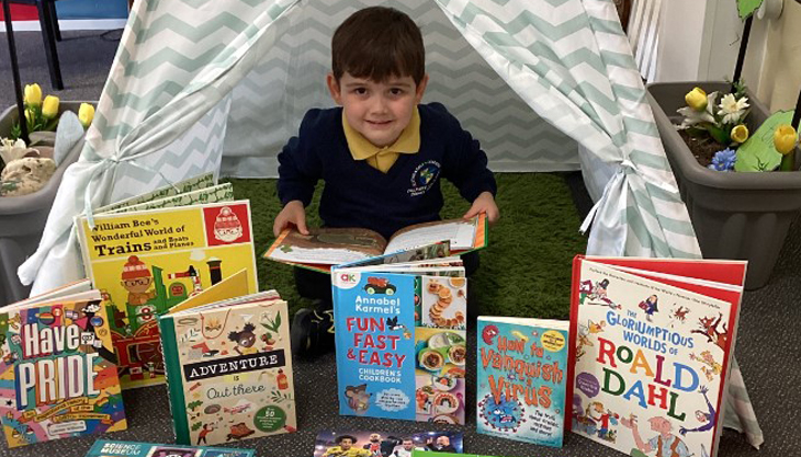 Hunter wins a bundle of books for his school in Wolverhampton