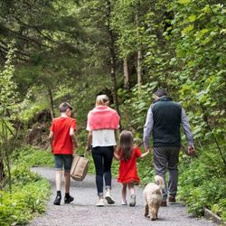 Family enjoying High Force Adventure Trail