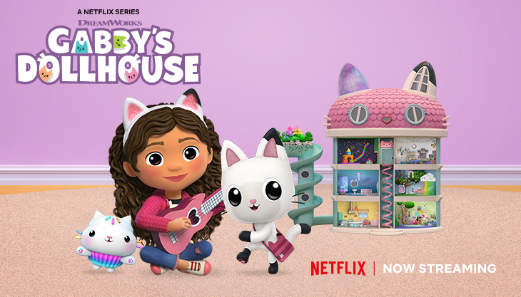 Gabby's Dollhouse, meet Gabby and her friends. Gabby loves cats, cooking  and pretending