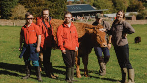 Whirlow LIFE (Learning In a Farming Environment) students; Matthew, Eryn, and Matthew. 
Whirlow LIFE tutors Will and Charlotte
Horatio the Bull