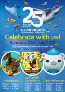 Oceanarium timetable
Spongebob Michaelangelo and Captain Barnacles