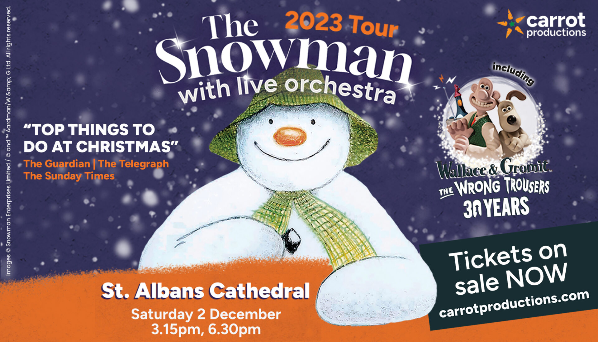 The Snowman film with live orchestra including Wallace & Gromit: The Wrong Trousers