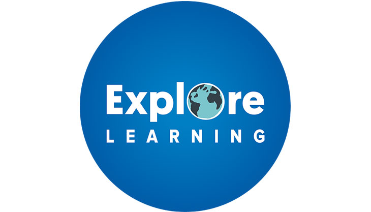 Explore Learning Logo, white text on blue circle.