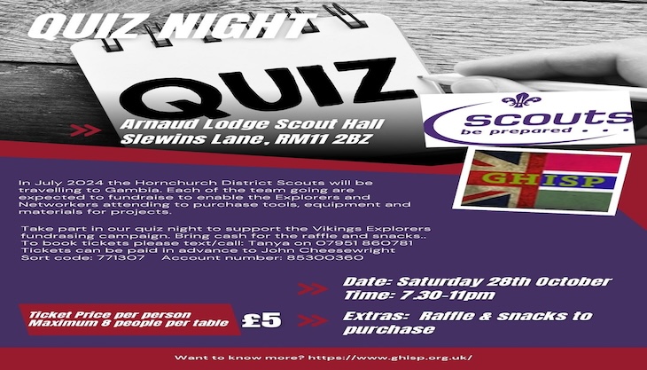 Quiz Night for Hornchurch District Scouts