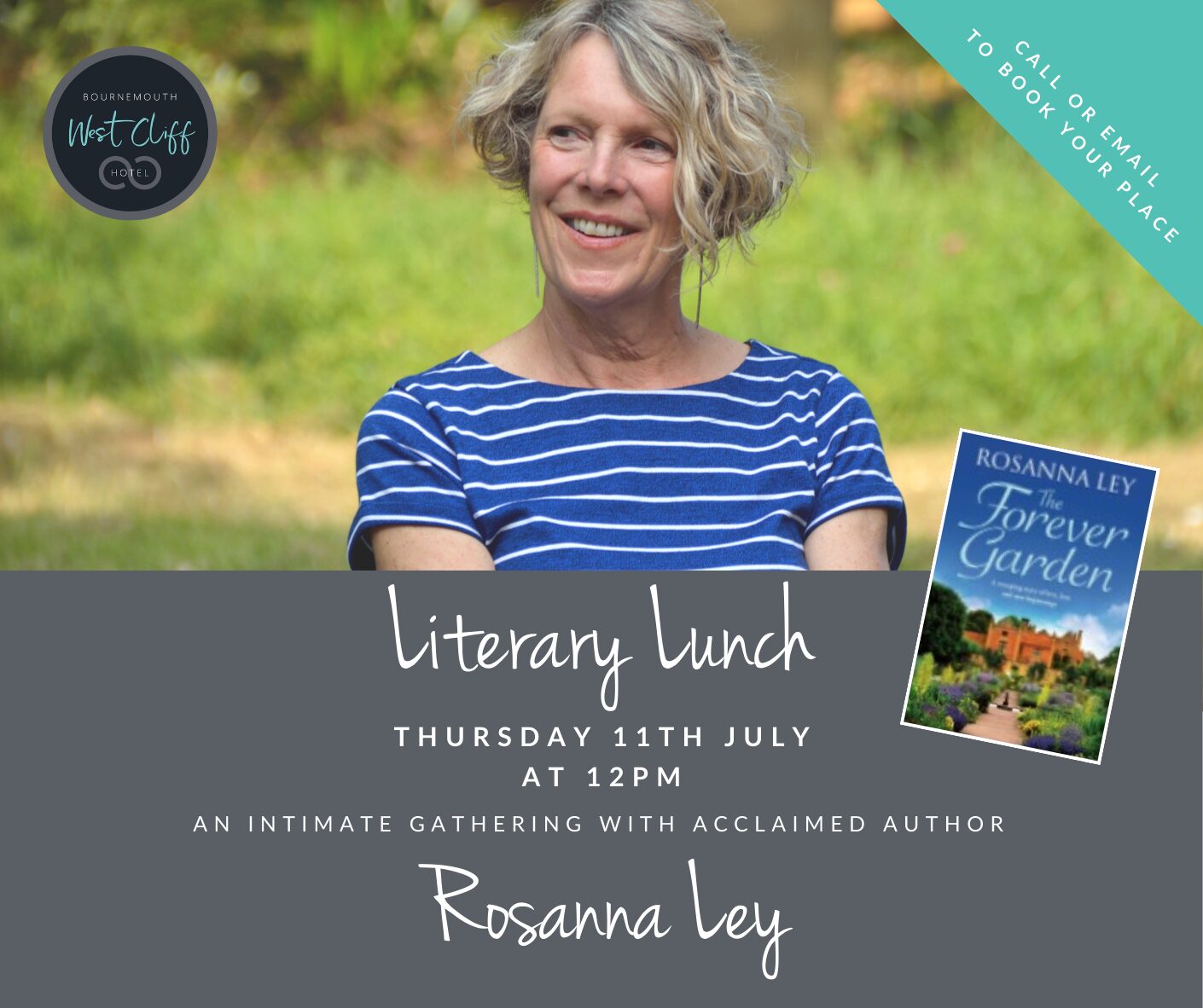 A Literary Lunch with Author Rosanna Ley @ The Bournemouth West Cliff Hotel