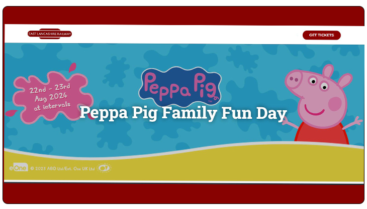Peppa Pig Family fun day this August at the East Lancashire Railway