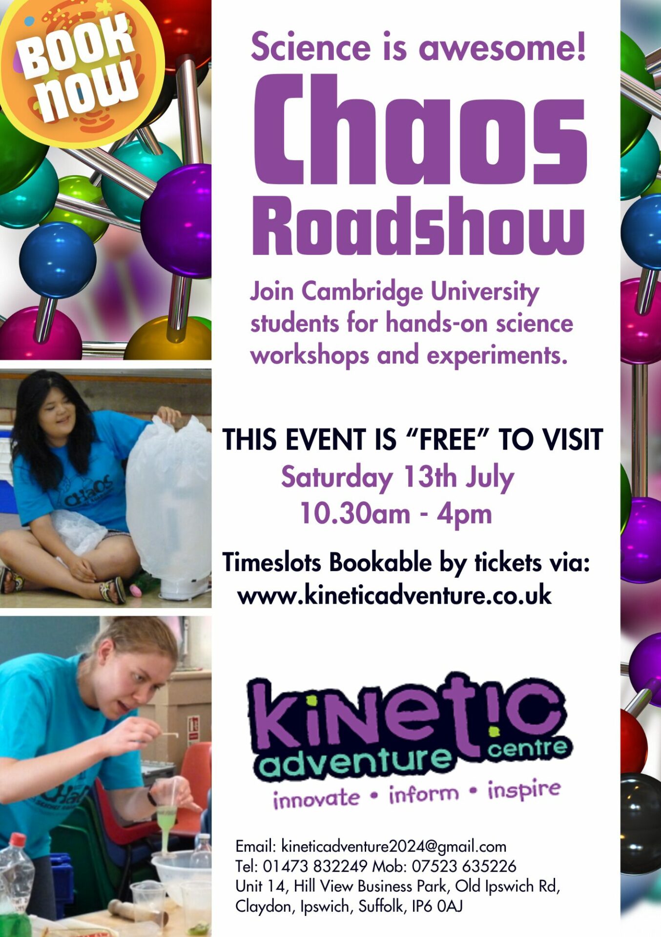 FREE SCIENCE EVENT WITH “CHAOS” at Kinetic Adventure Discovery Centre