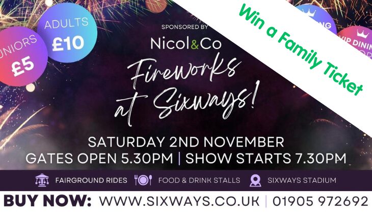 Win a Family Ticket to Fireworks at Sixways Stadium