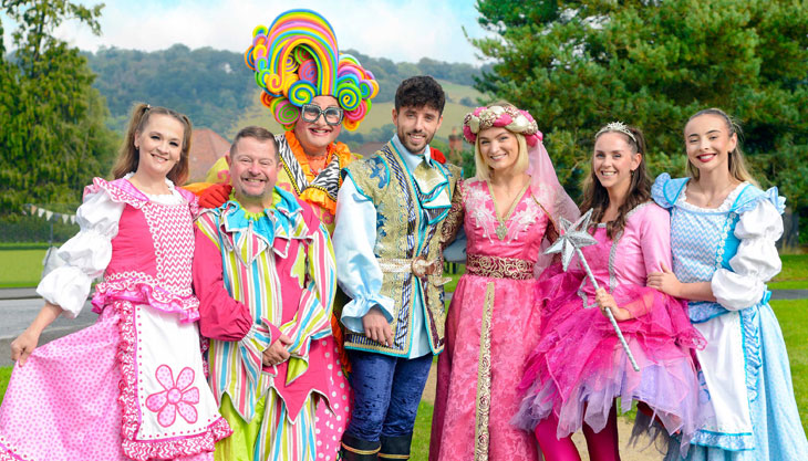 Cast Of Sleeping Beauty Outside Dorking Halls In Full Costume Ready To Welcome You To Their Pantomime.