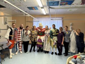 Panto cast at Hereford Hospital childrens ward