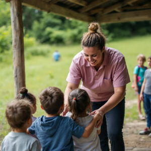 staff interacting with children at the February Half-term holiday clubs