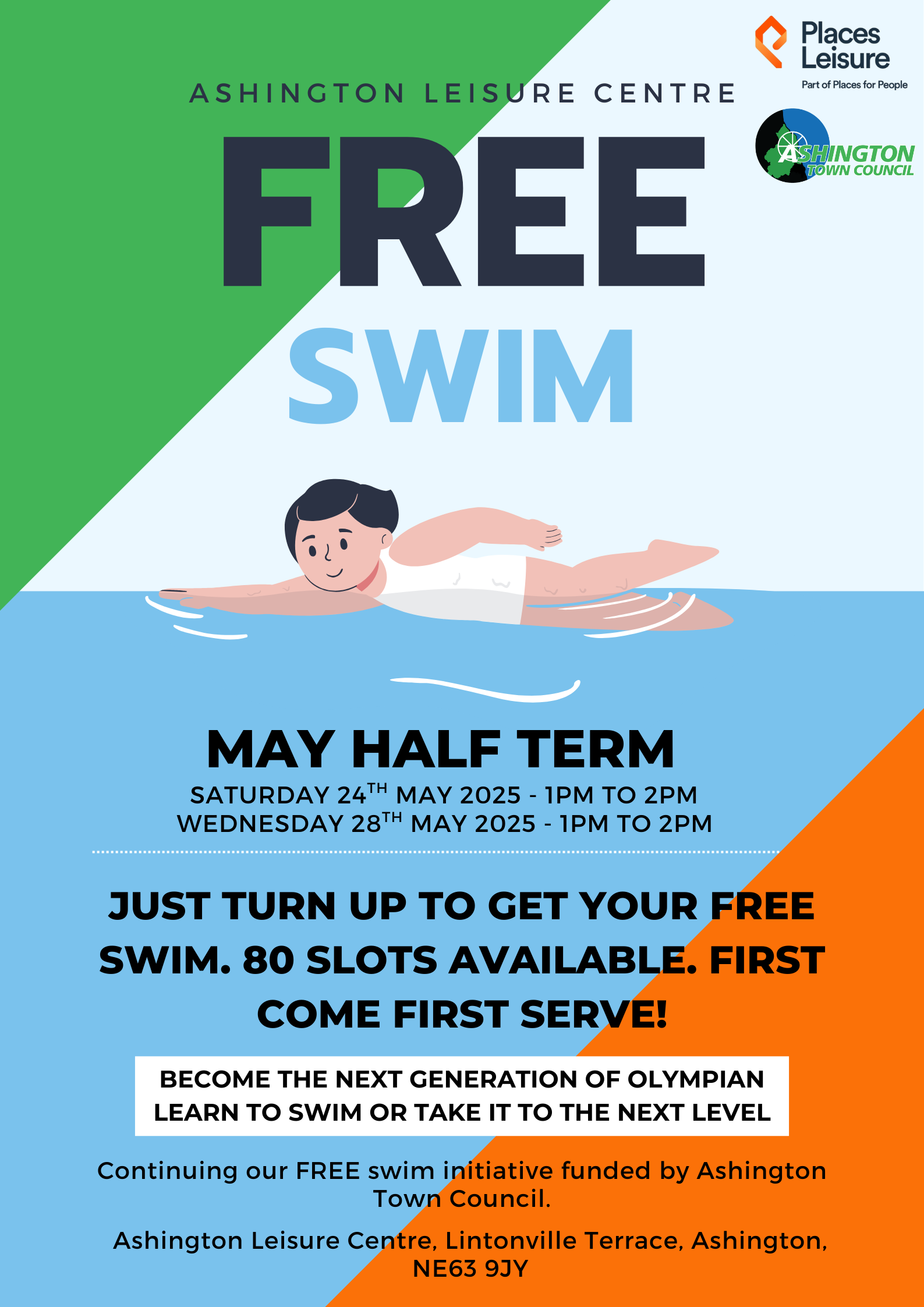 Free Swim Ashington Leisure Centre May Half Term