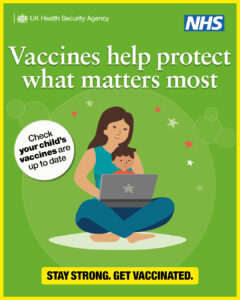 Graphic vaccines help protect the family from Measles, mumps, rubella and chicken pox (MMRV)