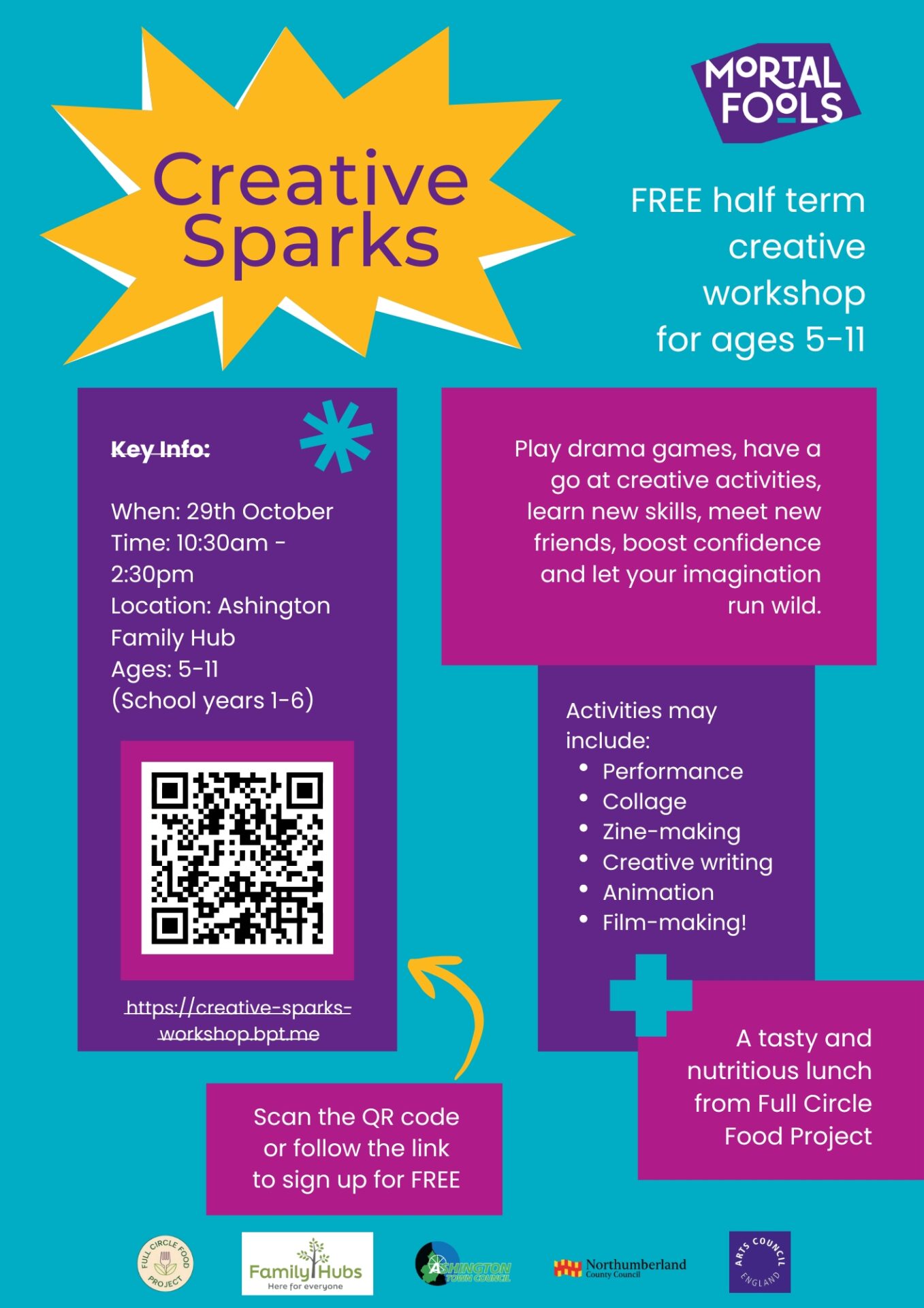 Free October Half Term Creative Workshop in Ashington