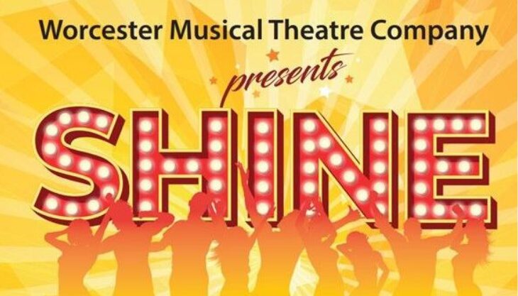 Image Depicts The Silhouettes Of Dancers With Large Lettering Spelling The Word Shine In Bright Lights Promoting The Show Called Shine Playing At Swan Theatre