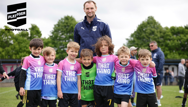 Platform Sports Coaching kids and football coach lined up