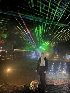 Reviewer by the lasers at Enchanted Adventures Christmas Light Trail at Himley Hall & Park 2
