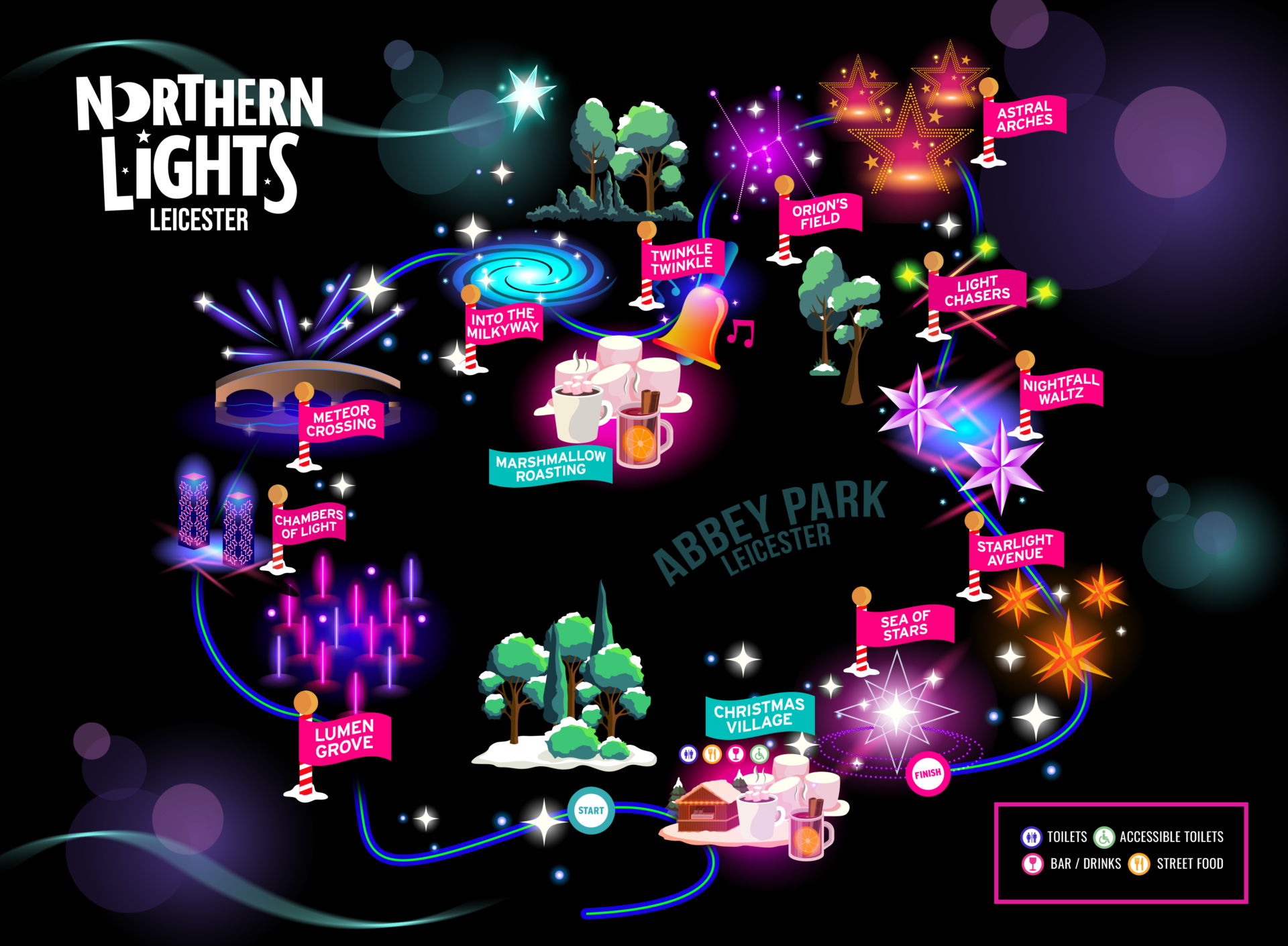 Northern Lights Leicester Map