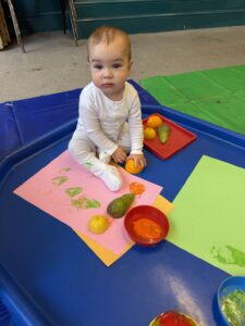 Baby making a painting Little Art Lab Wolverhampton Tiny Creatives